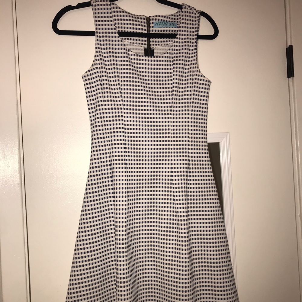 Blue and white checkered dress